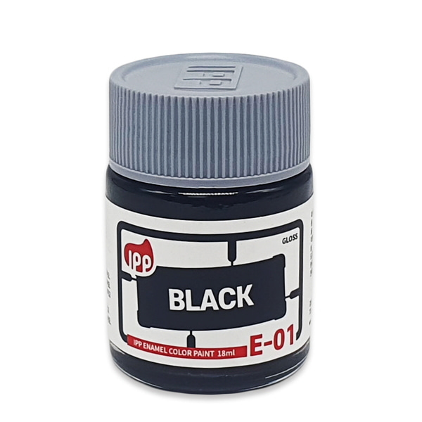 IPP 아이피피 에나멜 E-01 블랙 유광 18ml - 에나멜도료 병도료 도색 프라모델